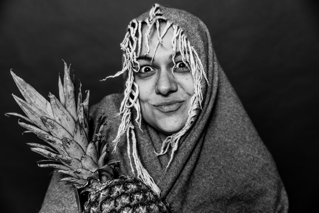 Fun portraits, black and white images, York pa photographer, fruit portraits 